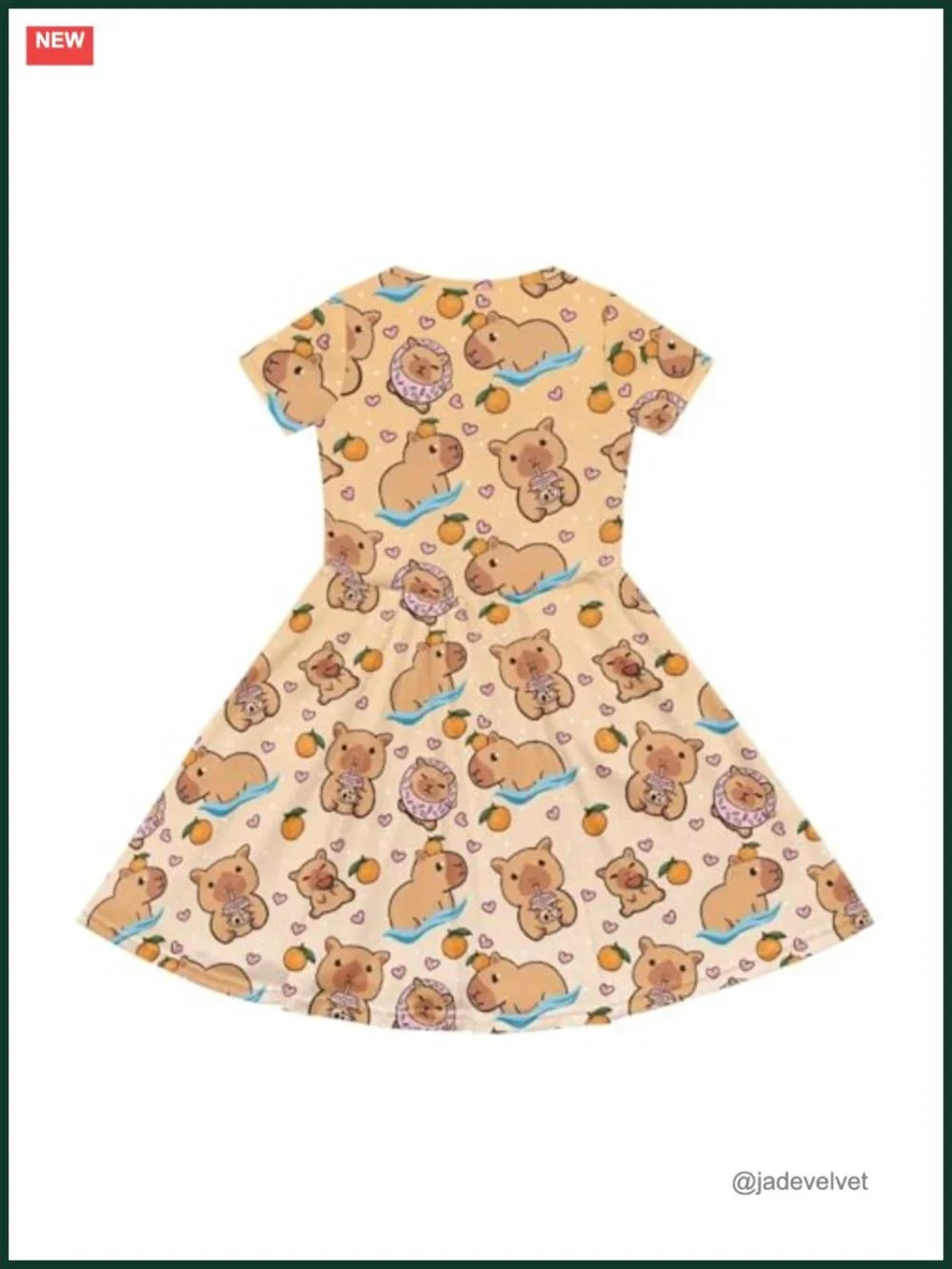 Girls Short Sleeve Swing Midi Dress with Pockets